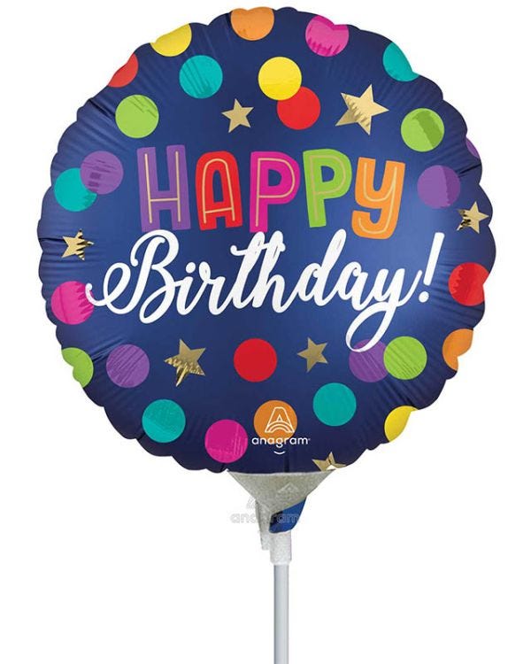 Satin Happy Birthday Blue Confetti Mini Air-fill (Uninflated)
