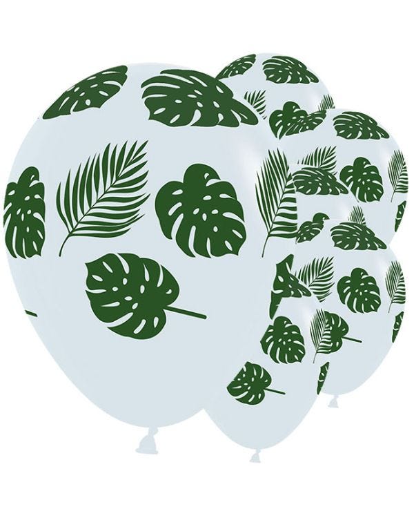 Tropical Leaves Clear Balloons - 12&quot; Latex (25pk)