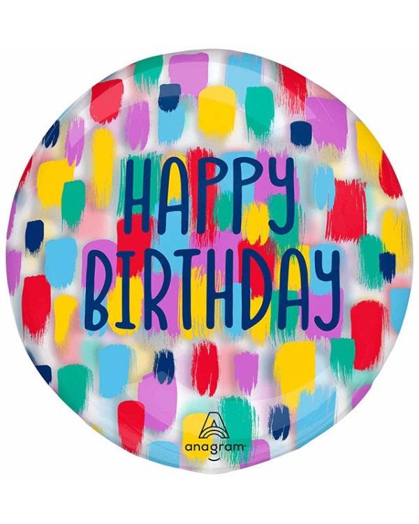Painterly Happy Birthday Clearz Balloon - 18&quot;