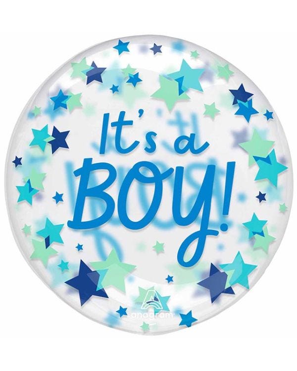 It&#039;s a Boy Stars Clearz Balloon - 18&quot;