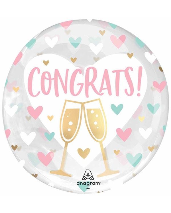 Congrats Hearts Clearz Balloon - 18&quot;