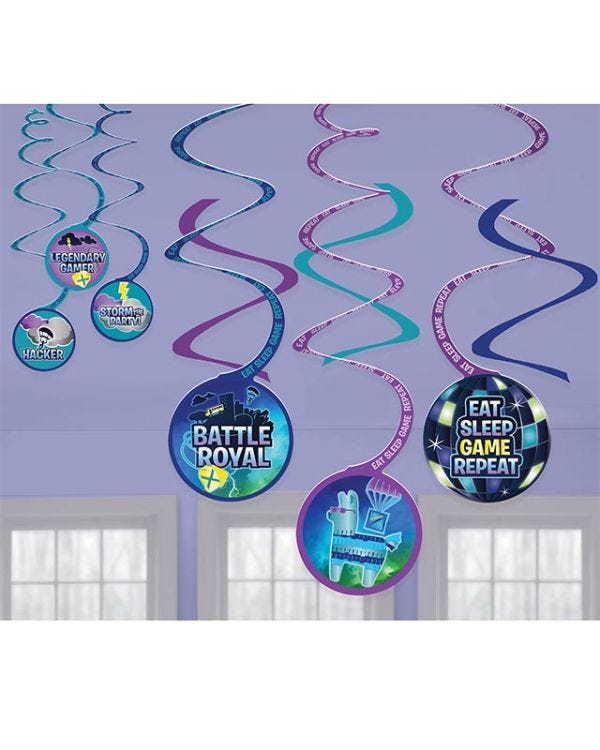 Battle Royal Hanging Swirl Decorations (6pk)
