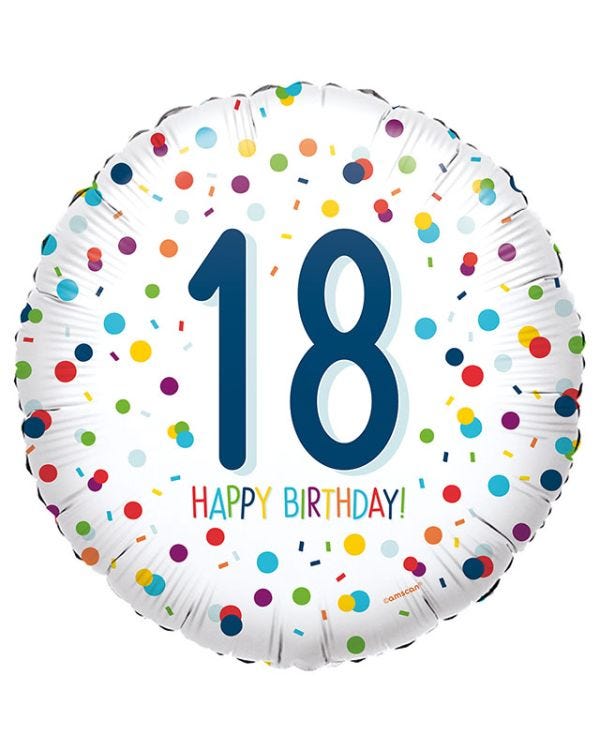 Confetti Birthday Age 18 Balloon - 18&quot; Foil