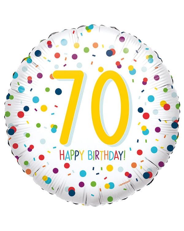 Confetti Birthday Age 70 Balloon - 18&quot; Foil