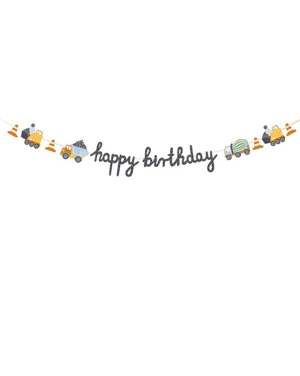 Construction Vehicle Happy Birthday Banner - 2.5m