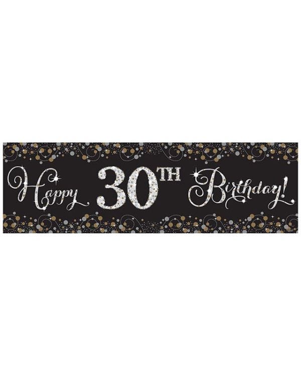 Gold Add an Age Happy Bday Banner - 1.6m x 0.5m
