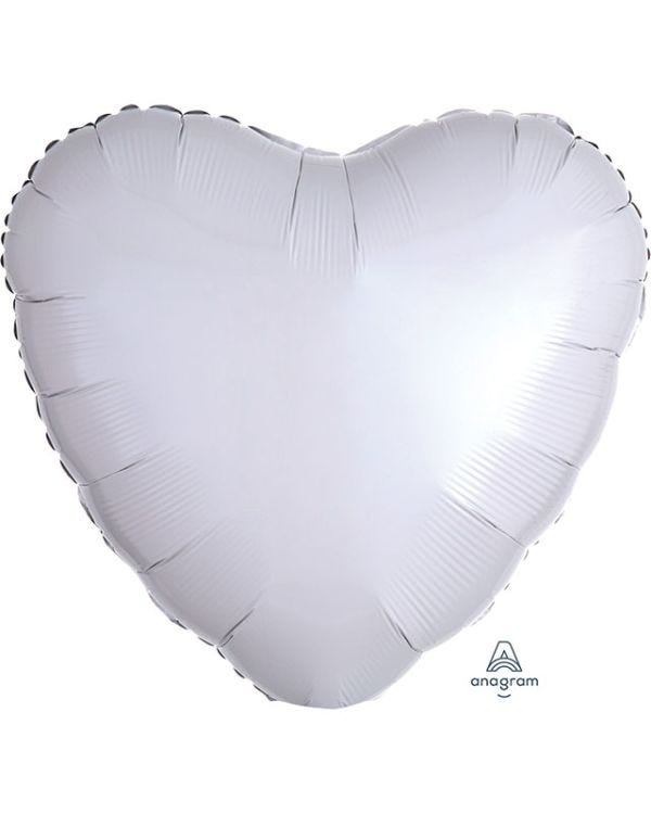 Metallic White Heart Foil Balloon - 18&#039;&#039; Foil - Unpackaged