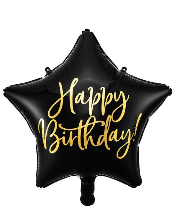 Happy Birthday Black Star Balloon - 18&quot; Foil