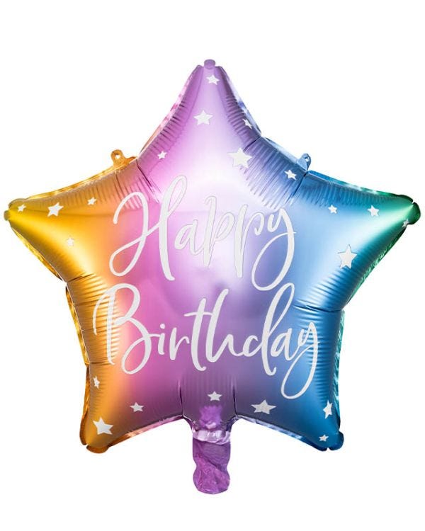 Happy Birthday Ombre Star Balloon - 18&quot; Foil