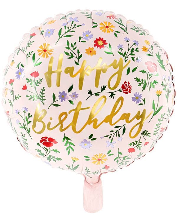 Floral Happy Birthday Balloon - 18&quot; Foil