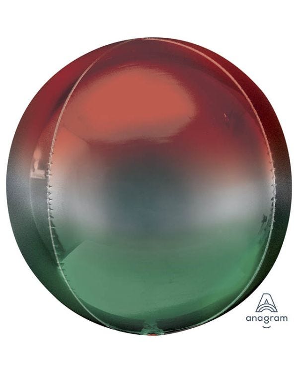 Red &amp; Green Ombre Orbz Balloon - 15&quot;