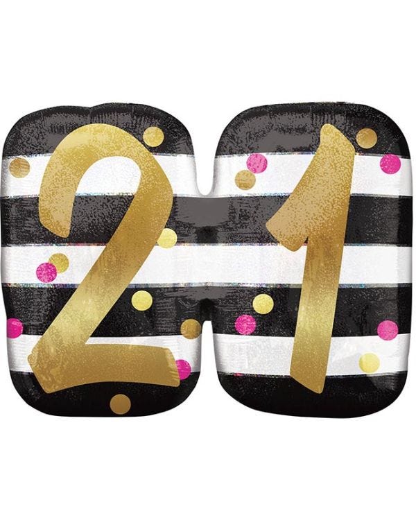 Pink &amp; Gold 21st Birthday Supershape - 25&quot; x 22&quot; Foil