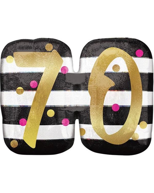 Pink &amp; Gold 70th Birthday Supershape - 25&quot; x 22&quot; Foil