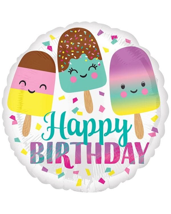 Happy Ice Cream Birthday Balloon - 18&quot; Foil