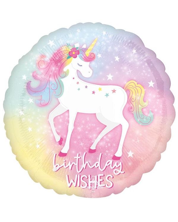 Enchanted Unicorn Birthday Wishes Balloon - 18&quot; Foil
