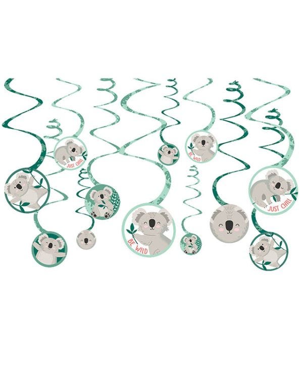 Get Wild Koala Paper Swirl Decorations (12pk)