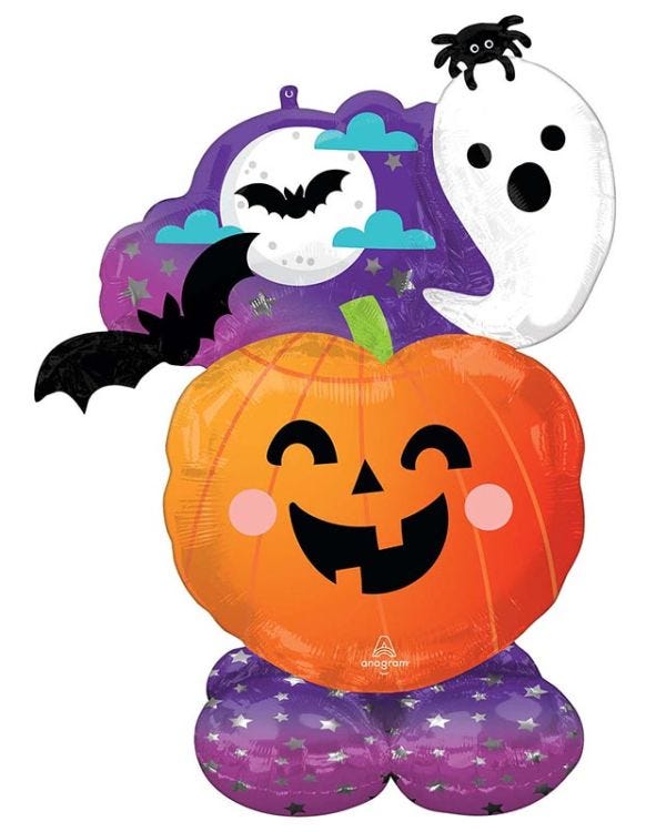 Spooky Ghost &amp; Pumpkin Air Fill AirLoonz Balloon - 52&quot; Foil