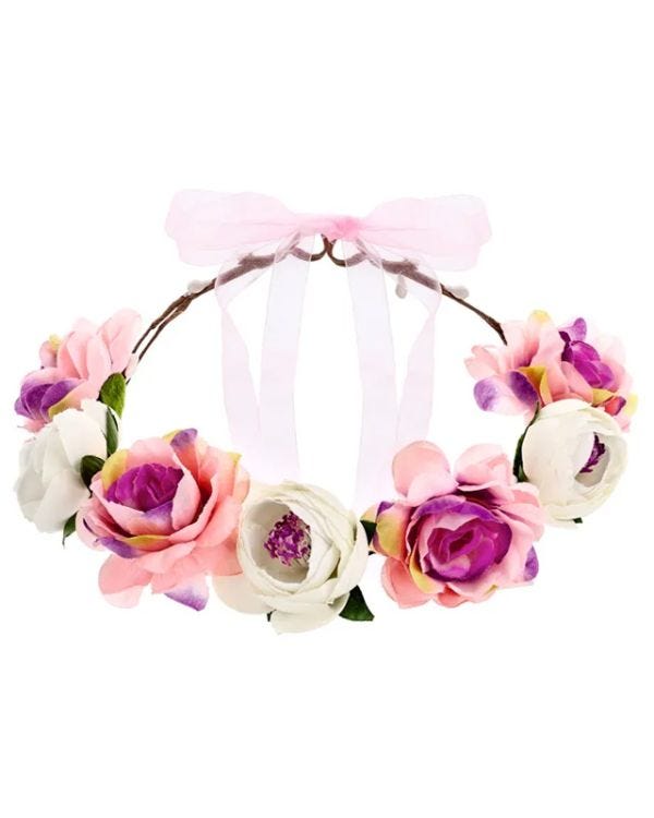 Pink &amp; White Flower Crown - 17cm