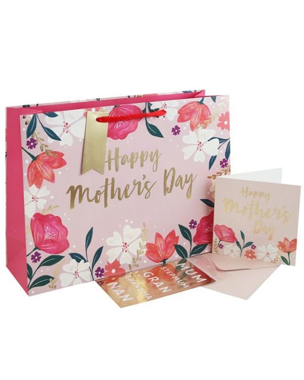 Mother&#039;s Day Floral Shopper Bag &amp; Card
