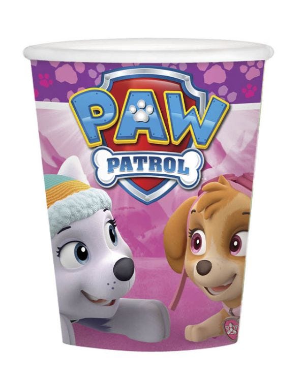 Paw Patrol Pink Paper Cups - 266ml (8pk)