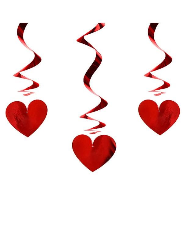 Red Heart Hanging Swirls - 60cm (3pk)