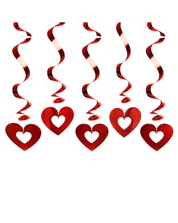 Red Heart Hanging Swirls - 60cm (5pk)