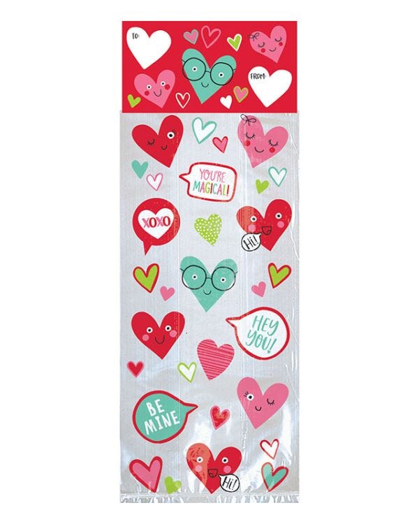 Heart Face Plastic Party Bags (20pk)