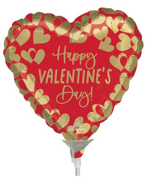 Golden Happy Valentine&#039;s Day Mini Air-fill (Uninflated)