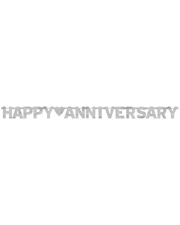 Silver Foil Happy Anniversary Letter Banner - 2m