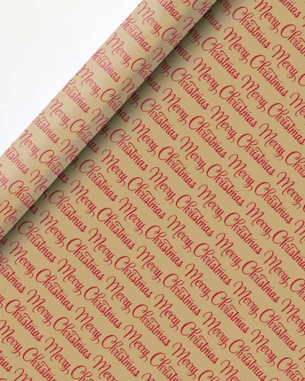 Red Merry Christmas Gift Wrap - 4m