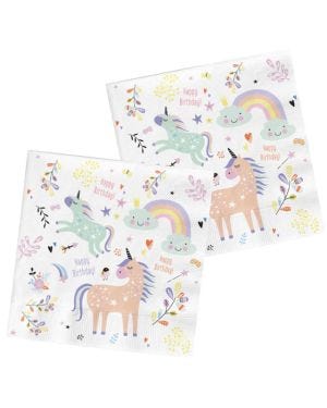 Unicorns &amp; Rainbows Paper Napkins - 33cm (20pk)