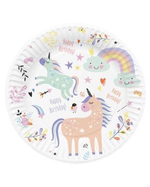 Unicorns &amp; Rainbows Paper Plates - 23cm (8pk)