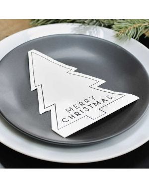 Black and White Merry Christmas Paper Napkins (16pk)