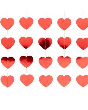 Valentines Red Heart Hanging String Decoration - 4m