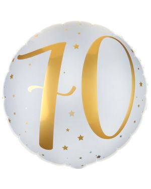 White &amp; Gold Sparkle 70th Balloon - 18&quot; Foil