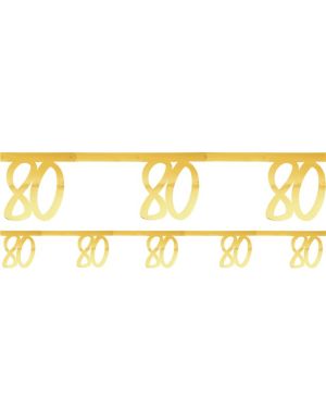 White &amp; Gold Sparkle 80th Bunting - 2.5m