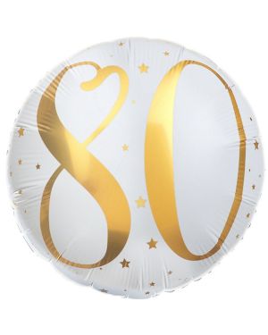White &amp; Gold Sparkle 80th Balloon - 18&quot; Foil