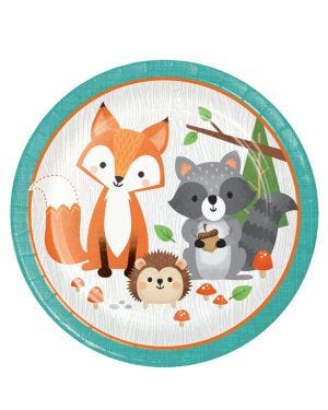 Woodland Animals Paper Plates - 23cm (8pk)