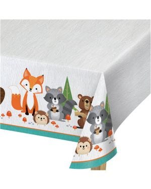 Woodland Animals Plastic Table Cover - 1.37m x 2.59m
