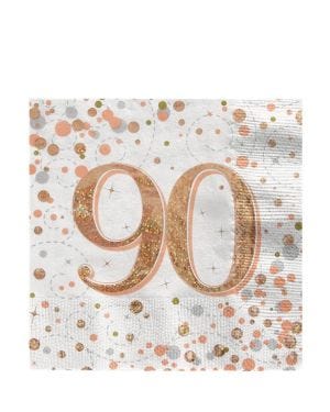 Sparking Fizz Gold Happy 90th Birthday Napkins - 33cm (16pk)