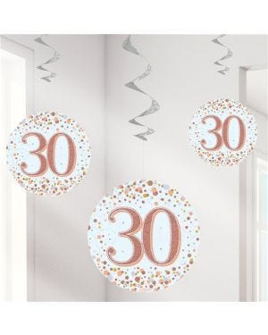 Sparking Fizz 30th Hanging Swirls (6pk)