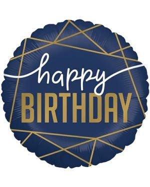 Happy Birthday Navy Geode Balloon - 18&quot; Foil