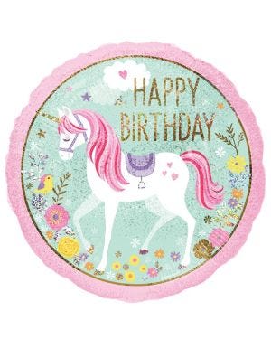 Magical Unicorn &#039;Happy Birthday&#039; Foil Balloon - 18&quot;