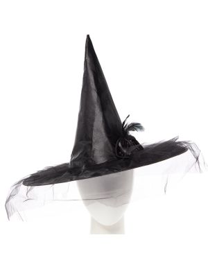 Black Witch hat with Flower