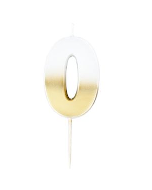 Gold Ombre Number 0 Candle - 5cm