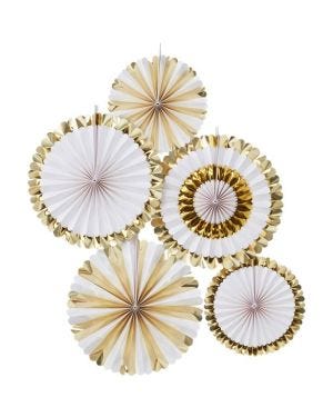 Oh Baby Gold Foiled Fan Decorations (5pk)
