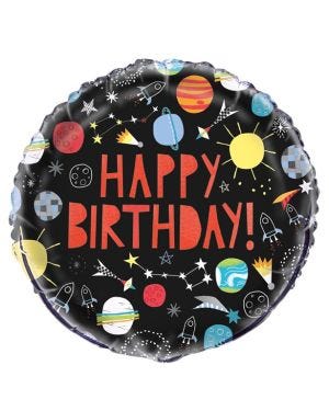 Outer Space Happy Birthday Foil Balloon - 18&quot;