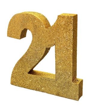 Age 21 Gold Glitter Table Decoration - 20cm