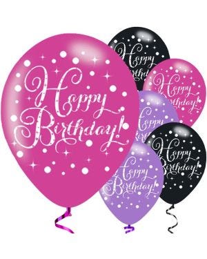 Happy Birthday Pink Mix Latex Balloons - 11&quot; (6pk)