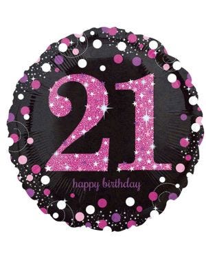 Happy 21st Birthday Pink Holographic Foil Balloon - 18&quot;